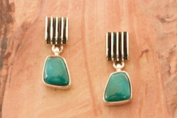 Genuine Carico Lake Turquoise Sterling Silver Post Earrings